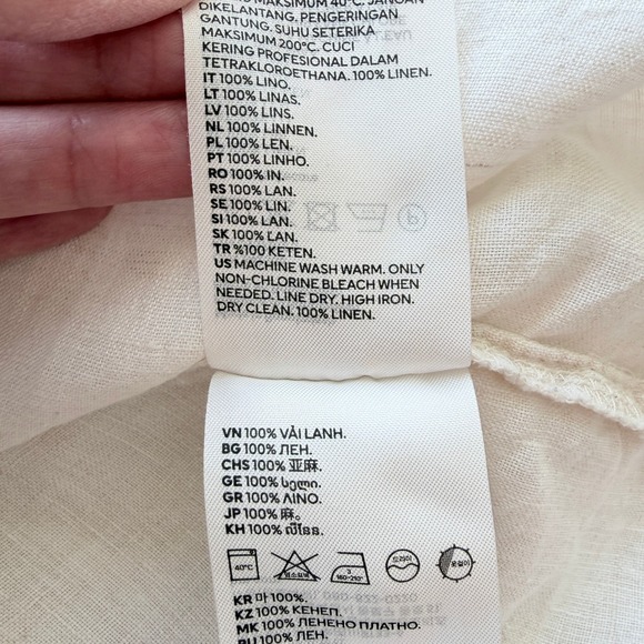 H&M 100% Linen Button Down Normcore Minimalistic Neutral Beige Women's Medium - Picture 10 of 11